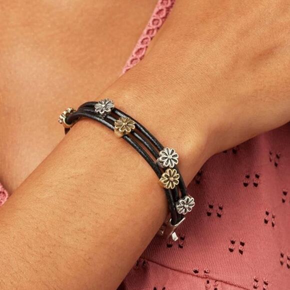 Lucky Brand Bracelet two tone Floral Flower Casual Boho Jewelry Bohemian NWT - Picture 2 of 14